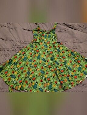 Green Bug Fold-Over Dress by Eva Rose